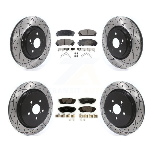 [Avant + Arrière] Kit de disque (percé rainuré revêtu) et plaquette (céramique) de frein pour Lexus RX350 RX450h RX350L RX450hL KDT-100688