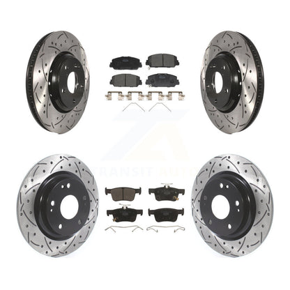 [Avant + Arrière] Kit de disque (percé rainuré revêtu) et plaquette (céramique) de frein pour Honda Civic KDT-100689