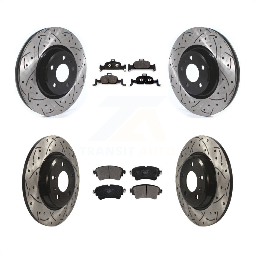 [Avant + Arrière] Kit de disque (percé rainuré revêtu) et plaquette (céramique) de frein pour Audi A4 Quattro KDT-100691 par Transit Auto