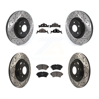 [Avant + Arrière] Kit de disque (percé rainuré revêtu) et plaquette (céramique) de frein pour Audi A4 Quattro KDT-100691 par Transit Auto