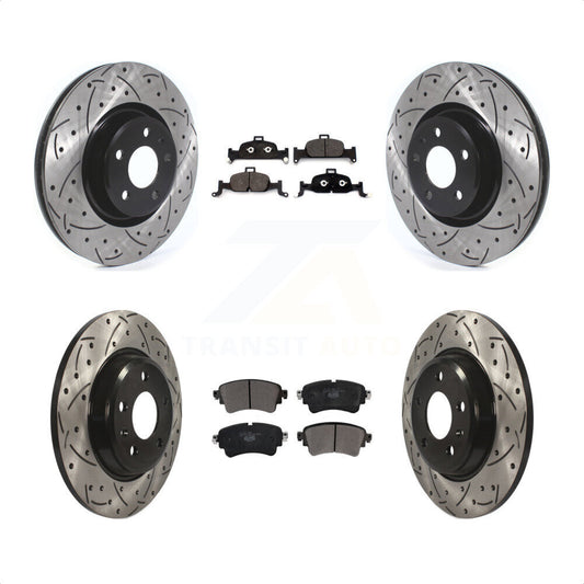 [Avant + Arrière] Kit de disque (percé rainuré revêtu) et plaquette (céramique) de frein pour Audi A4 Quattro KDT-100691 par Transit Auto