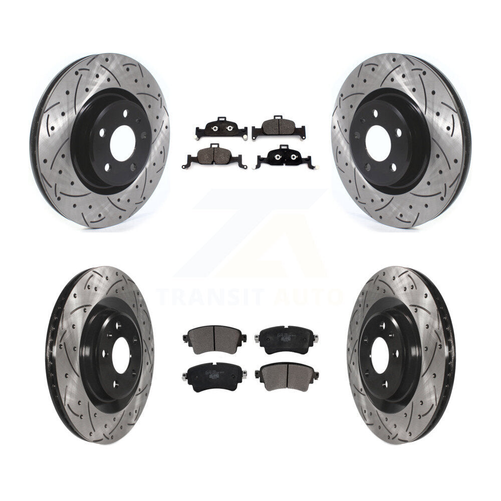 [Avant + Arrière] Kit de disque (percé rainuré revêtu) et plaquette (céramique) de frein pour Audi Q5 A5 Quattro A4 A6 Sportback allroad KDT-100692