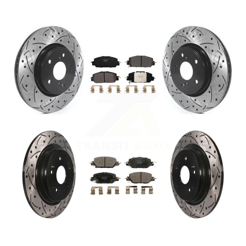 [Avant + Arrière] Kit de disque (percé rainuré revêtu) et plaquette (céramique) de frein pour Honda CR-V KDT-100693