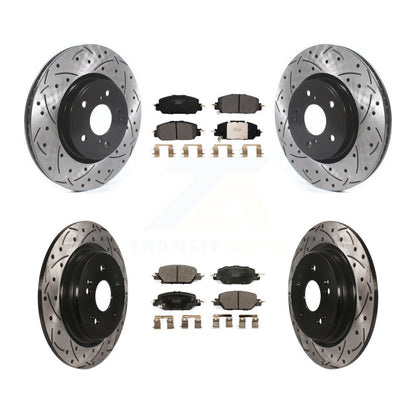 [Avant + Arrière] Kit de disque (percé rainuré revêtu) et plaquette (céramique) de frein pour Honda CR-V KDT-100693