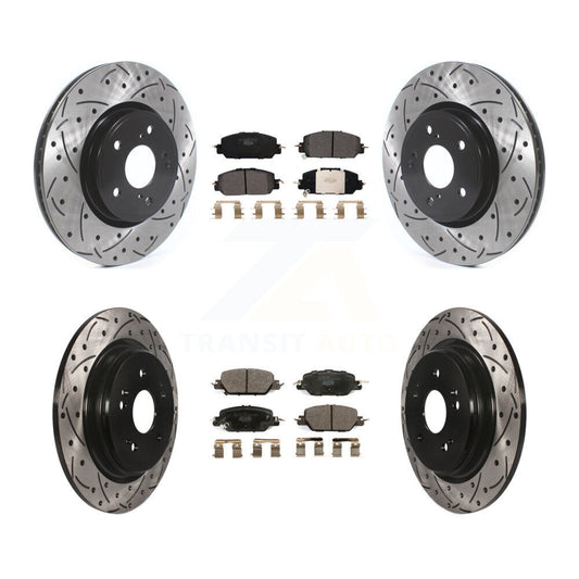 [Avant + Arrière] Kit de disque (percé rainuré revêtu) et plaquette (céramique) de frein pour Honda CR-V KDT-100693