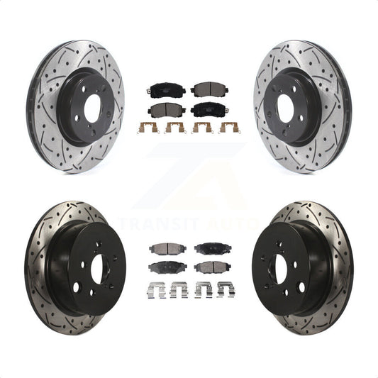 [Avant + Arrière] Kit de disque (percé rainuré revêtu) et plaquette (céramique) de frein pour 2017-2021 Subaru Impreza avec 276mm Diameter Rotor KDT-100696 par Transit Auto