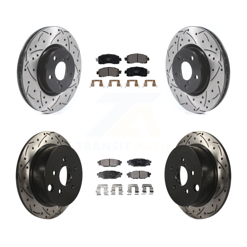 [Avant + Arrière] Kit de disque (percé rainuré revêtu) et plaquette (céramique) de frein pour 2017-2021 Subaru Impreza avec 276mm Diameter Rotor KDT-100696
