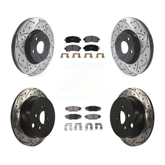 [Avant + Arrière] Kit de disque (percé rainuré revêtu) et plaquette (céramique) de frein pour 2017-2021 Subaru Impreza avec 276mm Diameter Rotor KDT-100696