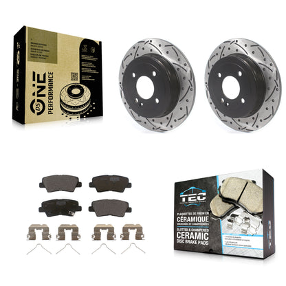 [Arrière] Kit de disque (percé rainuré revêtu) et plaquette (céramique) de frein pour Hyundai Accent Kia Rio KDT-100706