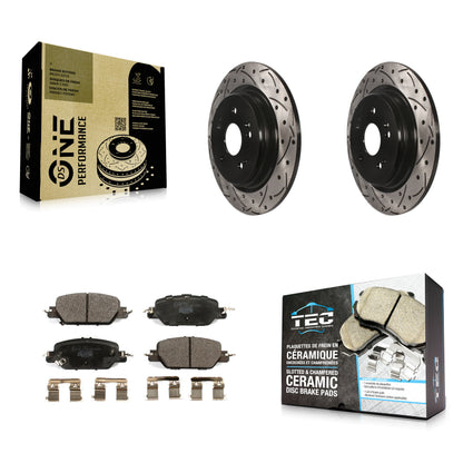 [Arrière] Kit de disque (percé rainuré revêtu) et plaquette (céramique) de frein pour 2017-2022 Honda CR-V KDT-100709