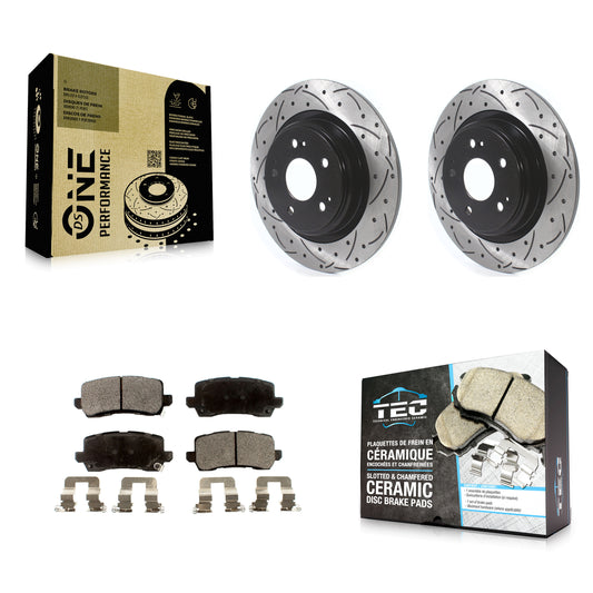 [Arrière] Kit de disque (percé rainuré revêtu) et plaquette (céramique) de frein pour 2017-2020 Acura MDX KDT-100710