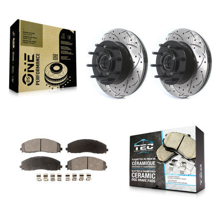 [Avant] Kit de disque (percé rainuré revêtu) et plaquette (céramique) de frein pour Ford F-250 Super Duty F-350 KDT-100714