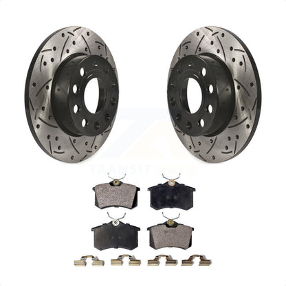 [Arrière] Kit de disque (percé rainuré revêtu) et plaquette (céramique) de frein pour 2011 Volkswagen Golf avec 256mm Diameter Rotor KDT-100722 par Transit Auto