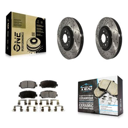[Avant] Kit de disque (percé rainuré revêtu) et plaquette (céramique) de frein pour 2014-2017 Jeep Cherokee avec Single Piston Caliper KDT-100724