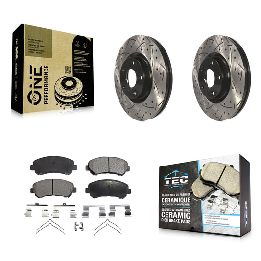 [Avant] Kit de disque (percé rainuré revêtu) et plaquette (céramique) de frein pour Nissan Maxima KDT-100725