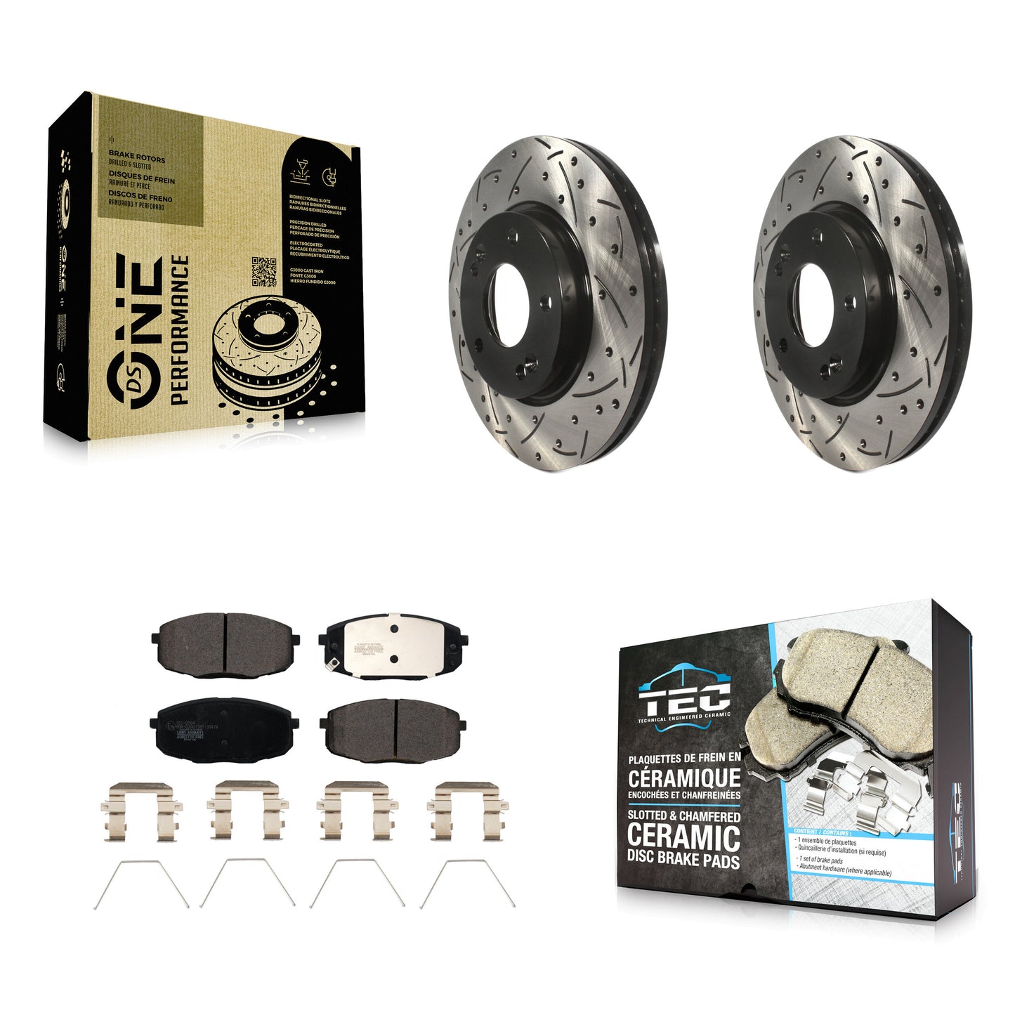[Avant] Kit de disque (percé rainuré revêtu) et plaquette (céramique) de frein pour Kia Soul Hyundai Kona Forte Elantra GT Seltos Forte5 KDT-100726