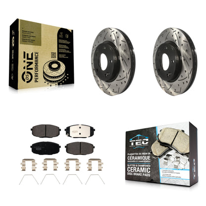 [Avant] Kit de disque (percé rainuré revêtu) et plaquette (céramique) de frein pour Kia Soul Hyundai Kona Forte Elantra GT Seltos Forte5 KDT-100726