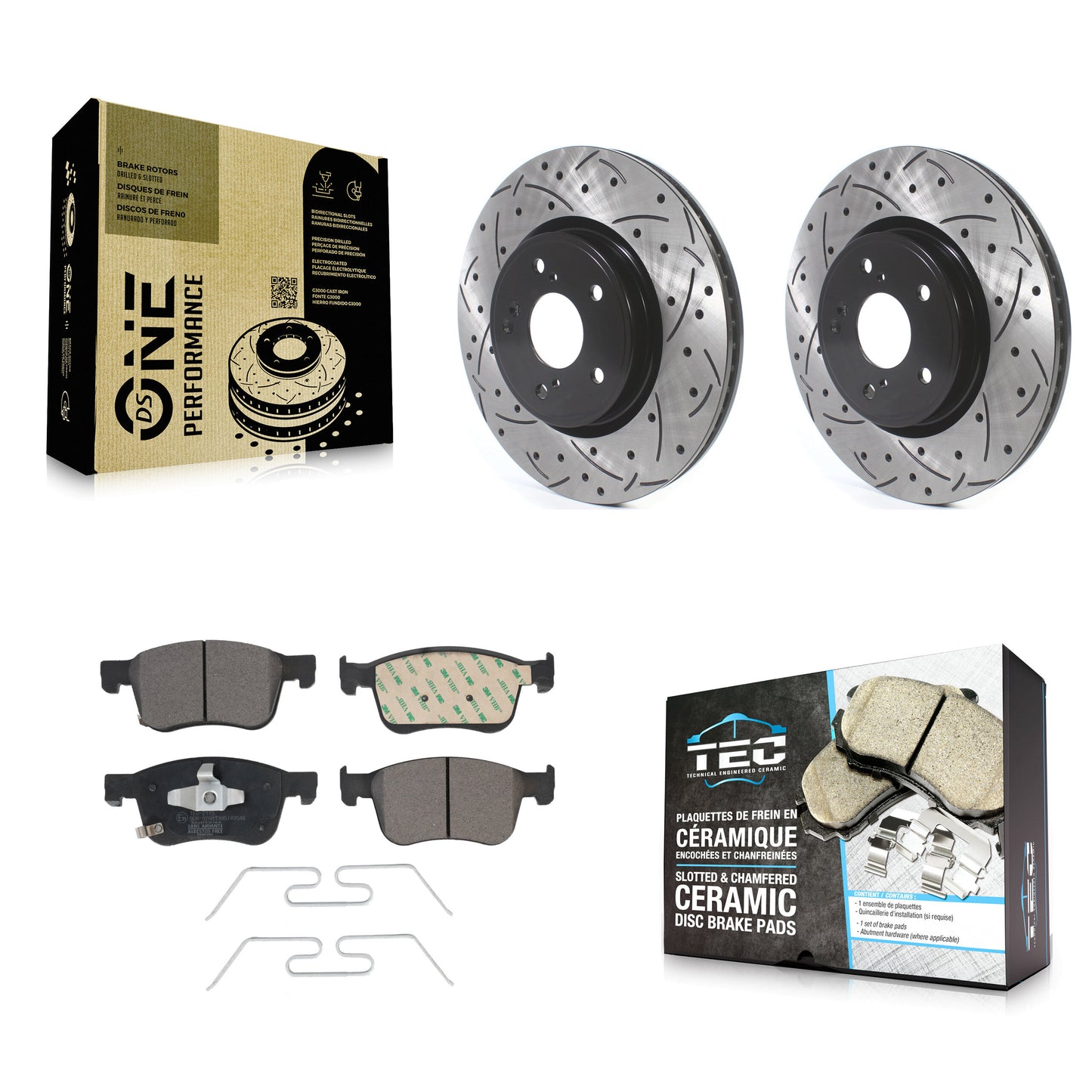 [Avant] Kit de disque (percé rainuré revêtu) et plaquette (céramique) de frein pour Honda Accord Acura Civic Integra KDT-100732