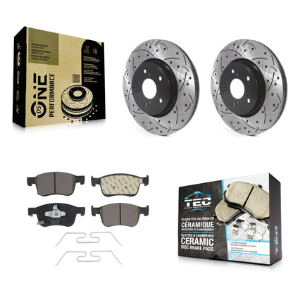 [Avant] Kit de disque (percé rainuré revêtu) et plaquette (céramique) de frein pour Honda Accord Acura Civic Integra KDT-100732