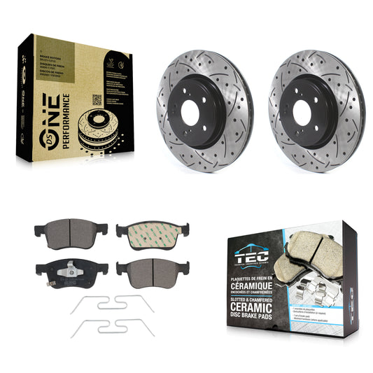 [Avant] Kit de disque (percé rainuré revêtu) et plaquette (céramique) de frein pour Honda Accord Acura Civic Integra KDT-100732