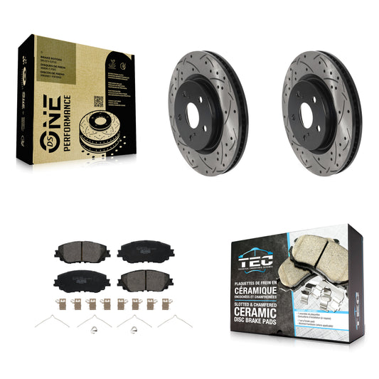 [Avant] Kit de disque (percé rainuré revêtu) et plaquette (céramique) de frein pour Toyota Camry RAV4 Lexus ES350 Avalon ES300h UX250h UX200 C-HR Venza ES250 Corolla Cross KDT-100733