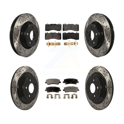 [Avant + Arrière] Kit de disque (percé rainuré revêtu) et plaquette (céramique) de frein pour 2015 Ford Mustang V6 avec Brembo Brakes KDT-100734