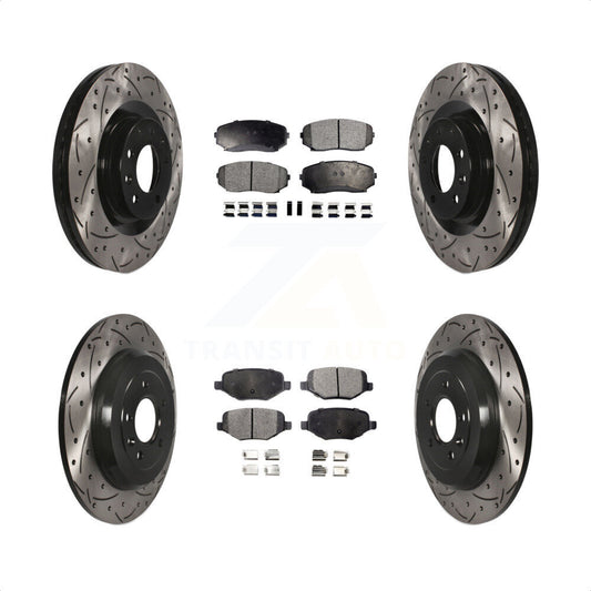 [Avant + Arrière] Kit de disque (percé rainuré revêtu) et plaquette (céramique) de frein pour Ford Edge Lincoln MKX KDT-100737 par Transit Auto