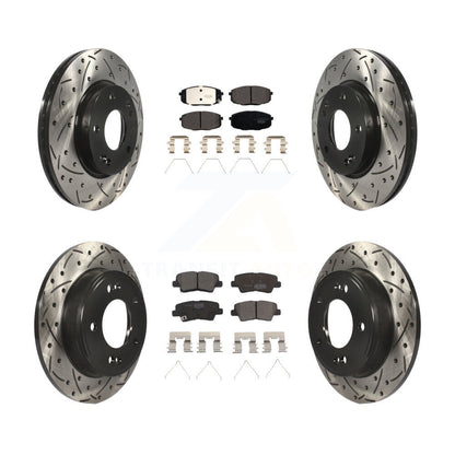 [Avant + Arrière] Kit de disque (percé rainuré revêtu) et plaquette (céramique) de frein pour Kia Soul Forte Hyundai Elantra GT Kona Forte5 KDT-100738