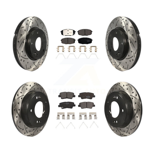 [Avant + Arrière] Kit de disque (percé rainuré revêtu) et plaquette (céramique) de frein pour Kia Soul Forte Hyundai Elantra GT Kona Forte5 KDT-100738