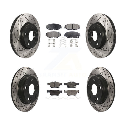 [Avant + Arrière] Kit de disque (percé rainuré revêtu) et plaquette (céramique) de frein pour Honda Civic KDT-100742