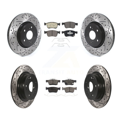 [Avant + Arrière] Kit de disque (percé rainuré revêtu) et plaquette (céramique) de frein pour Honda Accord KDT-100743