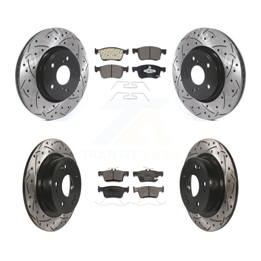 [Avant + Arrière] Kit de disque (percé rainuré revêtu) et plaquette (céramique) de frein pour Honda Accord KDT-100743