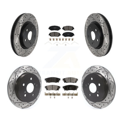 [Avant + Arrière] Kit de disque (percé rainuré revêtu) et plaquette (céramique) de frein pour Toyota Camry RAV4 Lexus ES350 Avalon ES300h UX250h UX200 C-HR Venza ES250 Corolla Cross KDT-100744