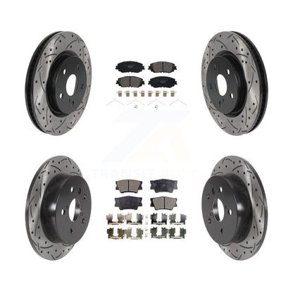 [Avant + Arrière] Kit de disque (percé rainuré revêtu) et plaquette (céramique) de frein pour Toyota Camry KDT-100745
