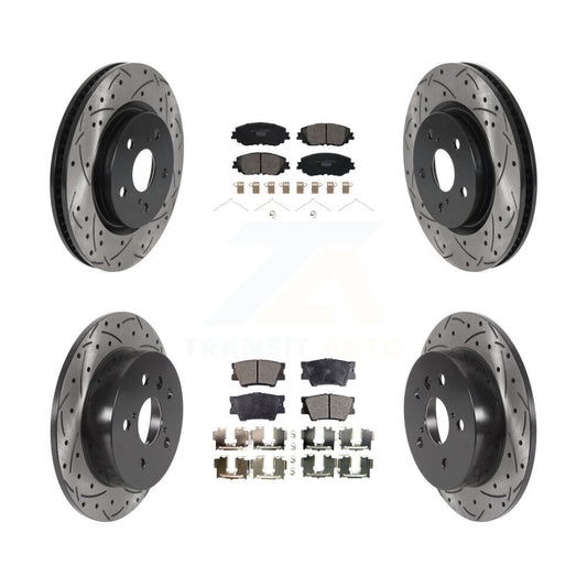 [Avant + Arrière] Kit de disque (percé rainuré revêtu) et plaquette (céramique) de frein pour Toyota Camry KDT-100745