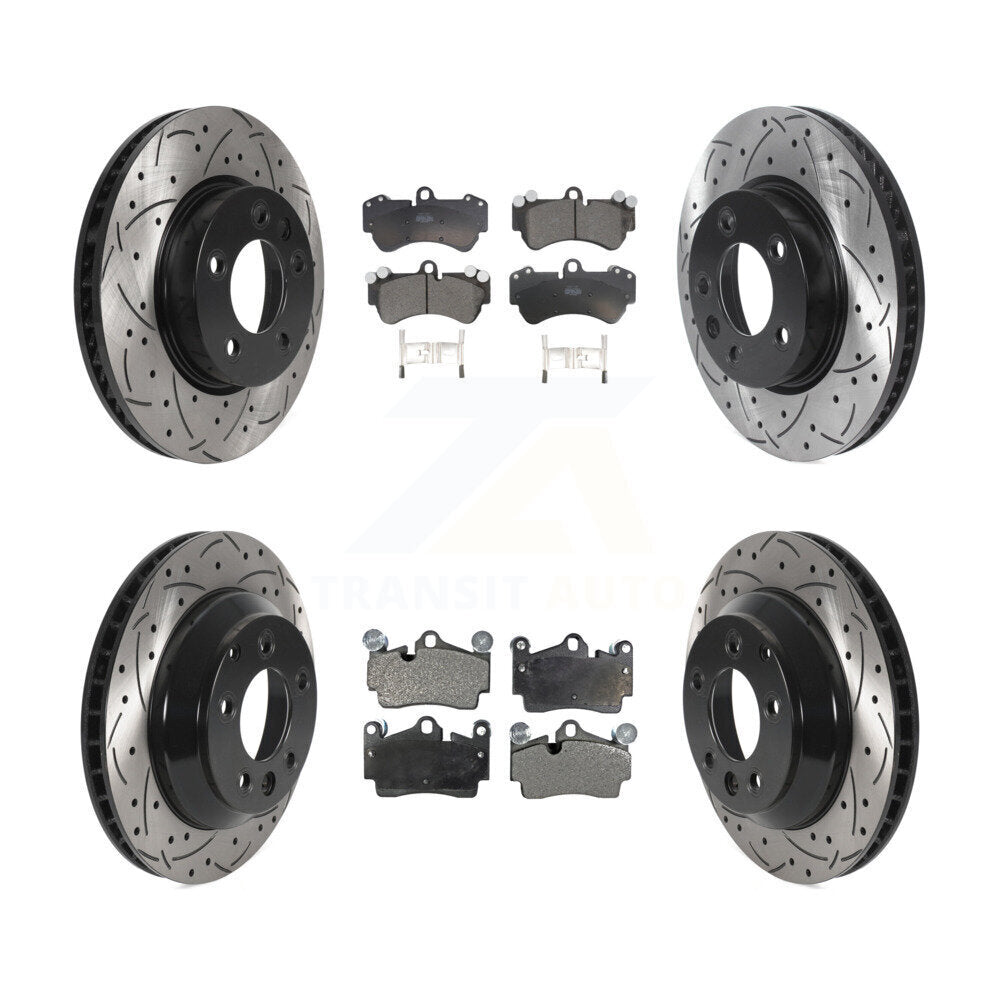 [Avant + Arrière] Kit de Disque et plaquette (céramique) de frein pour 2004-2005 Volkswagen Touareg avec 330mm Diameter Rotor KDT-100749