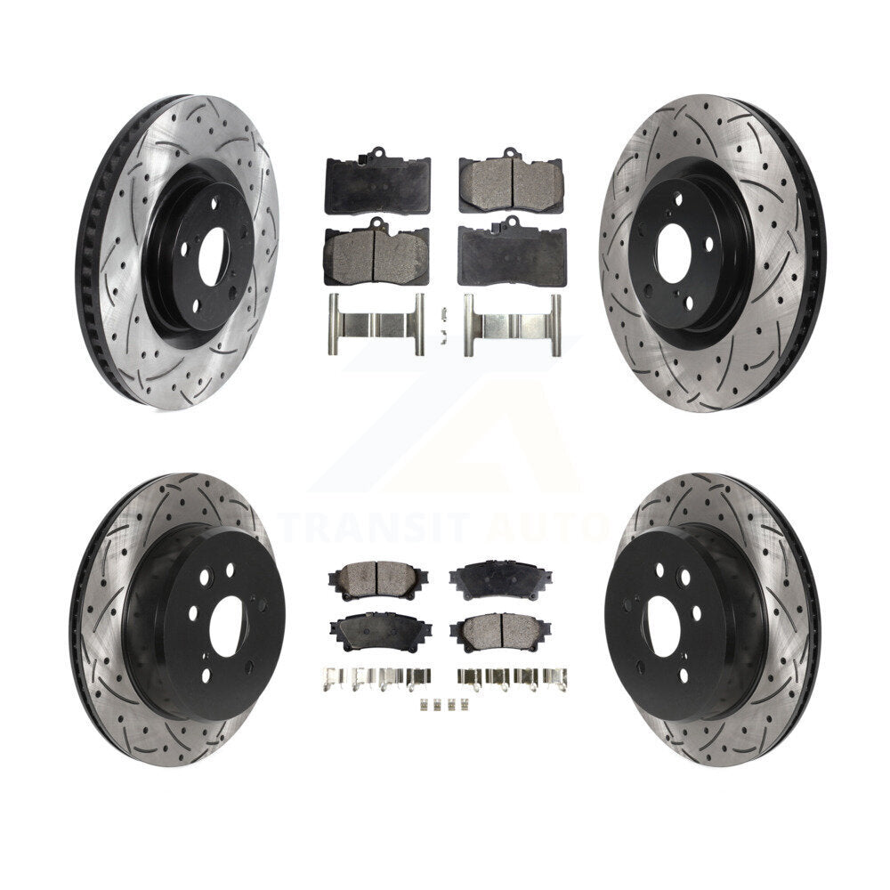 [Avant + Arrière] Kit de Disque et plaquette (céramique) de frein pour Lexus GS350 IS300 IS350 RC350 IS200t RC300 RC200t GS300 GS200t GS450h KDT-100755