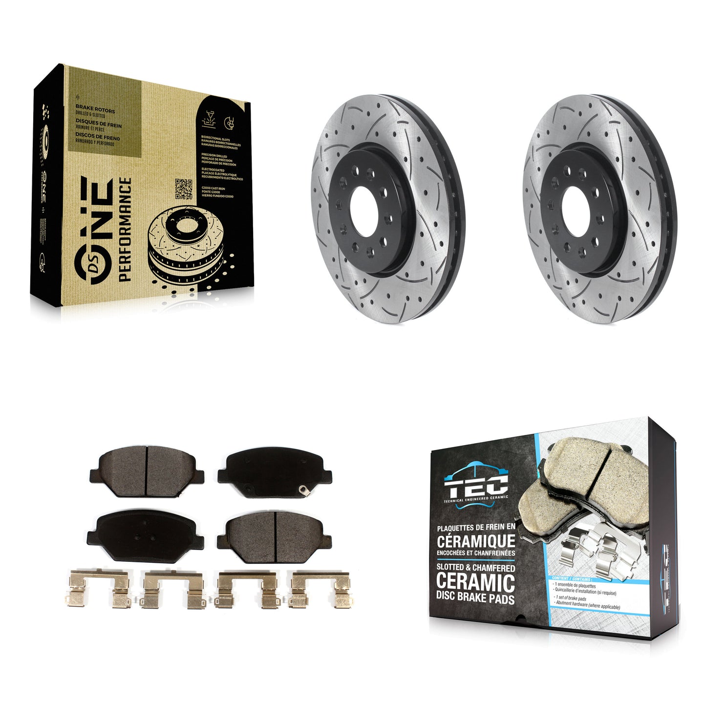 [Avant] Kit de disque (percé rainuré revêtu) et plaquette (céramique) de frein pour Chevrolet Equinox GMC Terrain Buick Envision LaCrosse Regal Sportback TourX KDT-100760