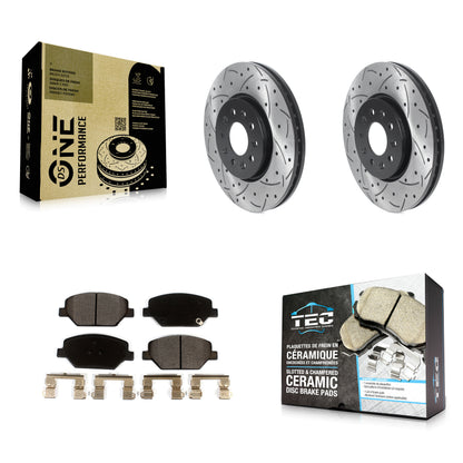 [Avant] Kit de disque (percé rainuré revêtu) et plaquette (céramique) de frein pour Chevrolet Equinox GMC Terrain Buick Envision LaCrosse Regal Sportback TourX KDT-100760