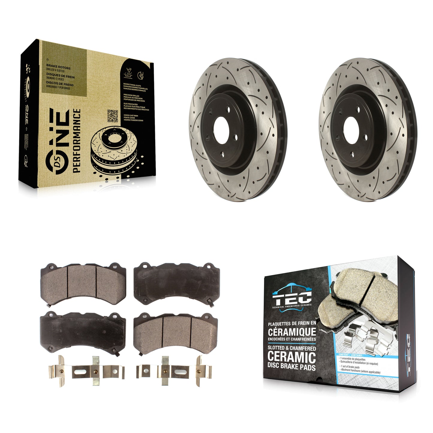 [Avant] Kit de disque (percé rainuré revêtu) et plaquette (céramique) de frein pour Jeep Grand Cherokee Dodge Durango KDT-100764