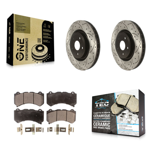 [Avant] Kit de disque (percé rainuré revêtu) et plaquette (céramique) de frein pour Jeep Grand Cherokee Dodge Durango KDT-100764