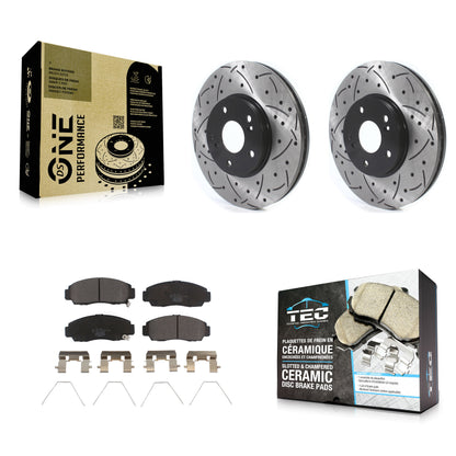 [Avant] Kit de disque (percé rainuré revêtu) et plaquette (céramique) de frein pour Honda Accord Acura TSX KDT-100766