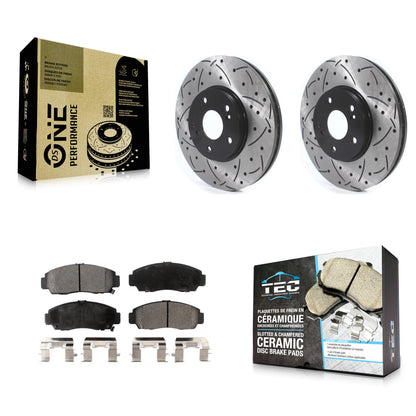 [Avant] Kit de disque (percé rainuré revêtu) et plaquette (céramique) de frein pour Honda Accord Acura TL TSX CL KDT-100767