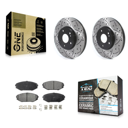 [Avant] Kit de disque (percé rainuré revêtu) et plaquette (céramique) de frein pour Honda Odyssey Acura MDX KDT-100768