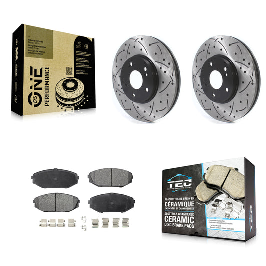 [Avant] Kit de disque (percé rainuré revêtu) et plaquette (céramique) de frein pour Honda Odyssey Acura MDX KDT-100768