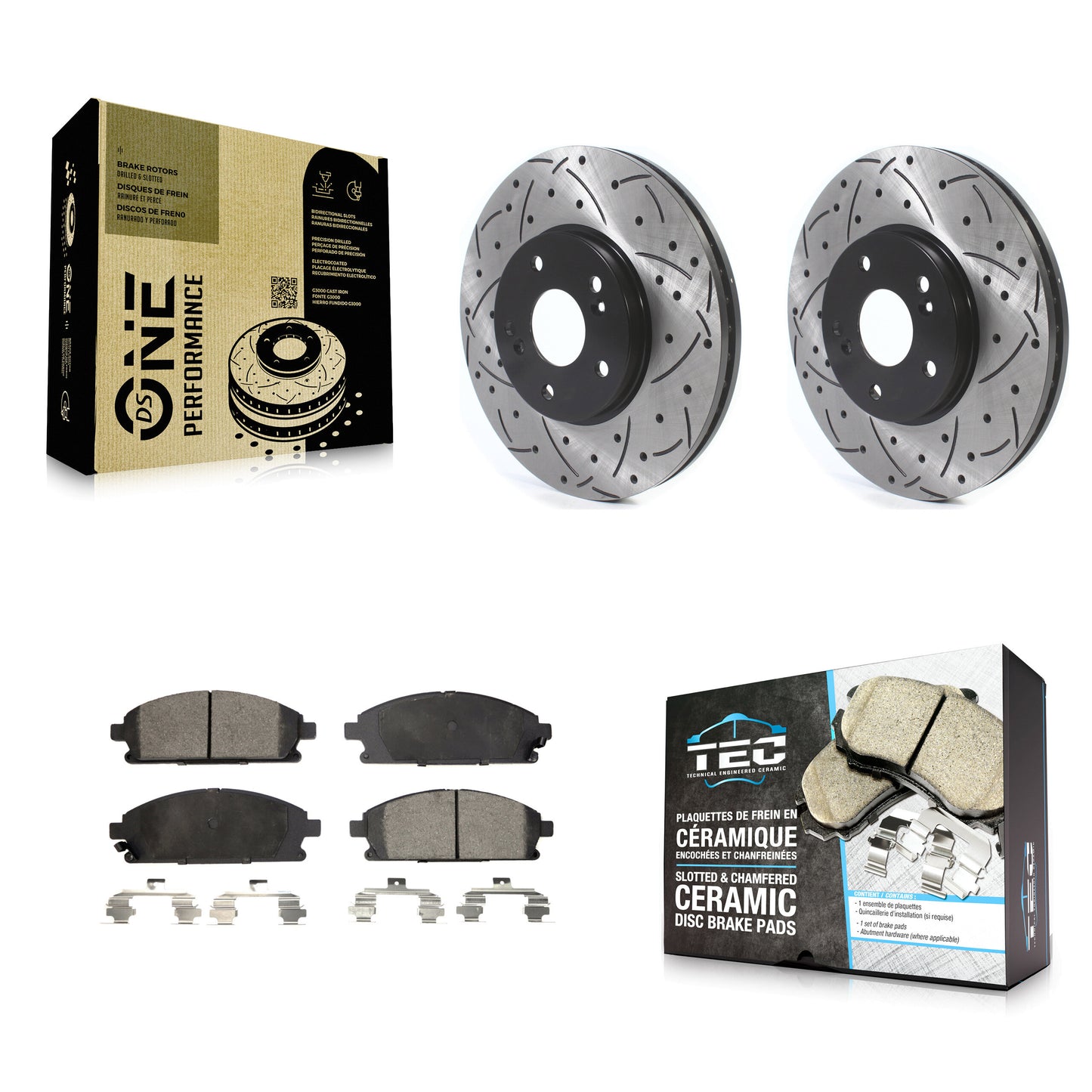 [Avant] Kit de disque (percé rainuré revêtu) et plaquette (céramique) de frein pour 2003-2006 Acura MDX KDT-100769