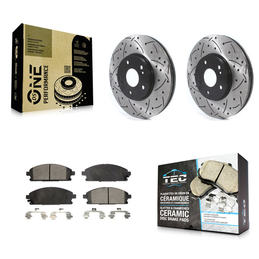[Avant] Kit de disque (percé rainuré revêtu) et plaquette (céramique) de frein pour 2003-2006 Acura MDX KDT-100769