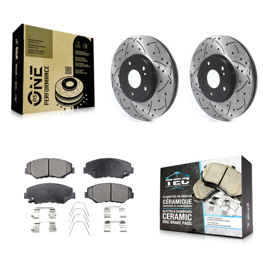 [Avant] Kit de disque (percé rainuré revêtu) et plaquette (céramique) de frein pour Honda Pilot Accord KDT-100770