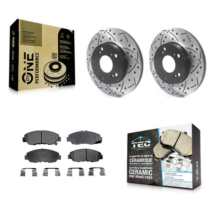 [Avant] Kit de disque (percé rainuré revêtu) et plaquette (céramique) de frein pour Honda Civic KDT-100771