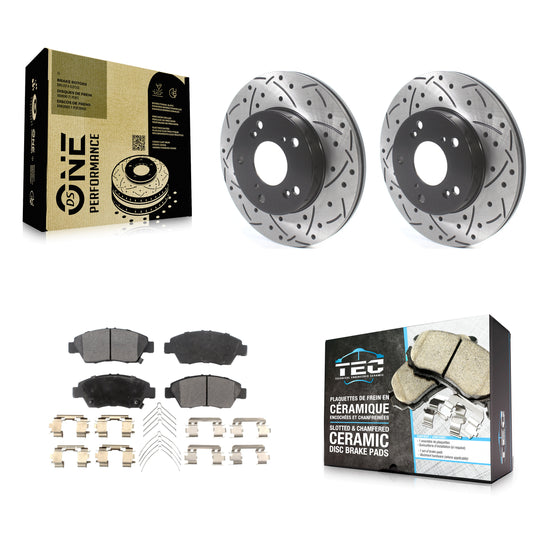 [Avant] Kit de disque (percé rainuré revêtu) et plaquette (céramique) de frein pour Honda Civic Acura RSX CR-Z KDT-100772